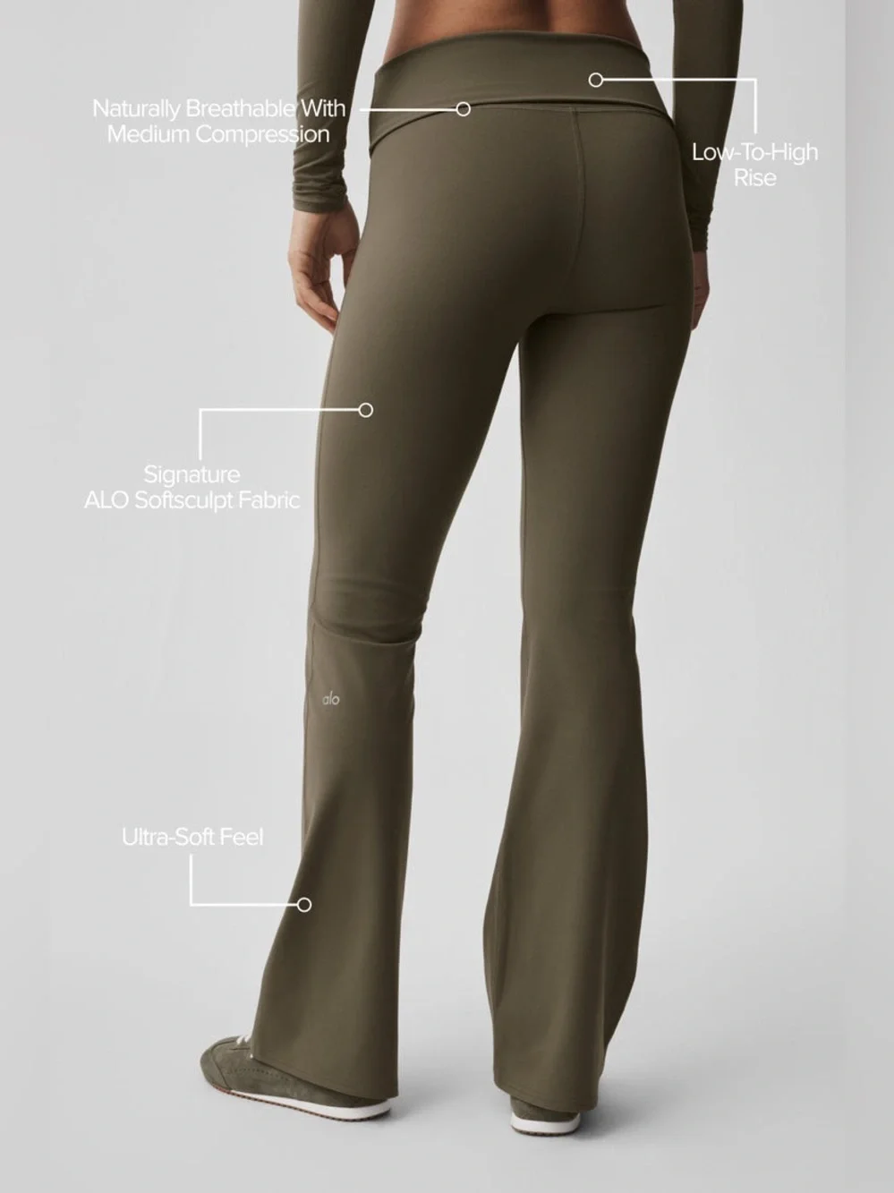 Alo Yoga Softsculpt Foldover Flare Legging Size XS
